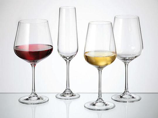 Bohemia Set of Glasses for White and Red Wine made of Crystal in Red Color 450ml 6pcs