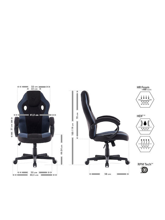 SENSE7 Prism Fabric Υφασμάτινη Καρέκλα Gaming Μαύρο / Μπλε