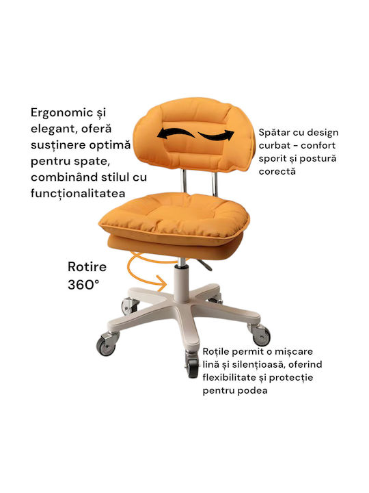 Office & Desk Stool with Backrest Orange 42x46x65cm
