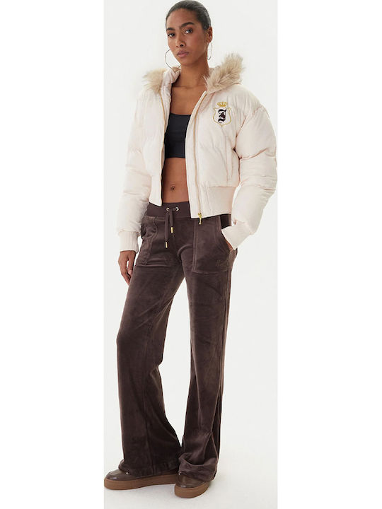 Κοντό Γυναικείο Puffer Μπουφάν για Χειμώνα Pink Champagne