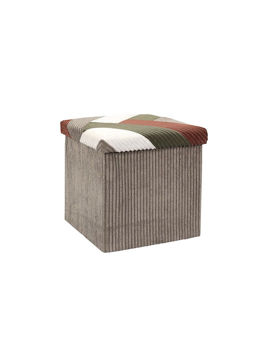 Stool For Living Room With Storage Space Upholstered with Fabric Multicolour 38x38x38cm