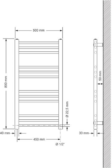 LuxeBath Sahara Релса за кърпи за Баня 500x800 258ккал/ч Бяла
