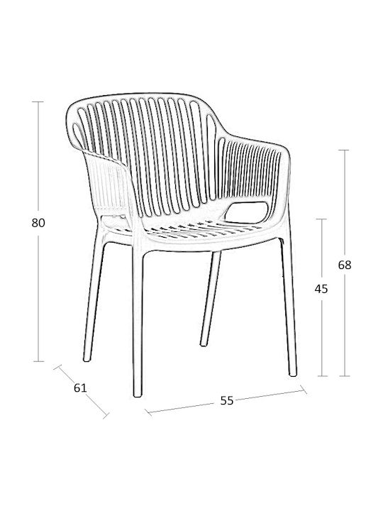 Outdoor Armchair Polypropylene Black 55x61x80cm