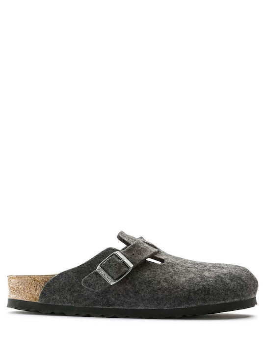 Boston Closed Woolen Women's Slippers Gray Narrow Fit