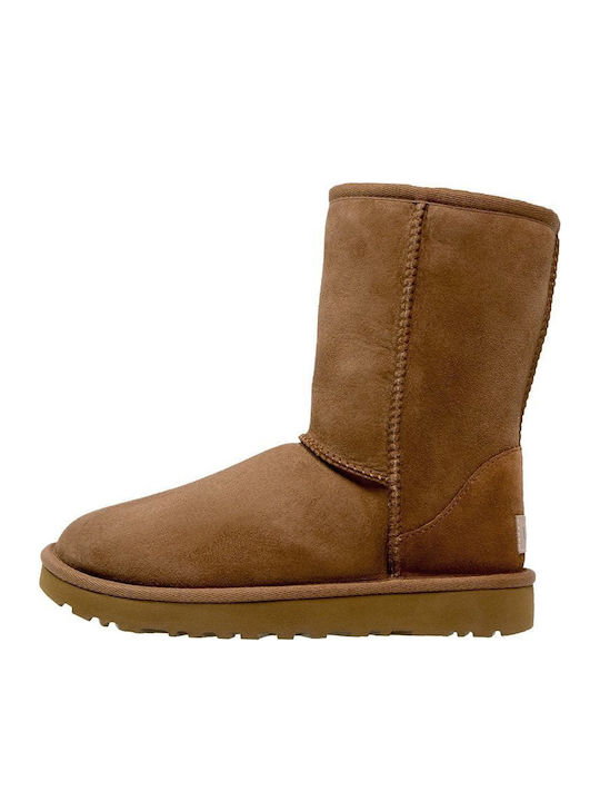 Suede Snow Boots with Fur Classic Short II Chestnut