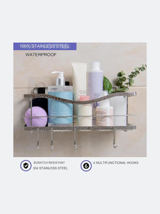 Kincmax Shower Shelf Montat pe perete Raft Baie Metal 32x13x14cm Gri