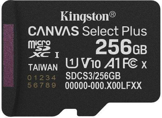 Kingston microSDXC 256GB U1 V10 A1 UHS-I 150MB/s with Adapter