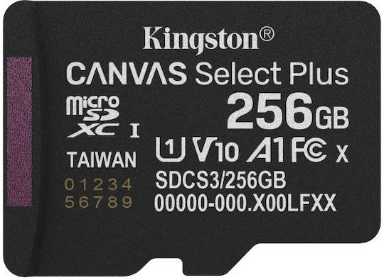Kingston microSDXC 256GB U1 V10 A1 UHS-I 150MB/s with Adapter