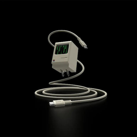 Sharge Retro Редовна USB 2.0 Кабел USB-C мъжки - USB-C мъжки 100W Бежов (SJX-SJ-CC-1.2-FG-MI)