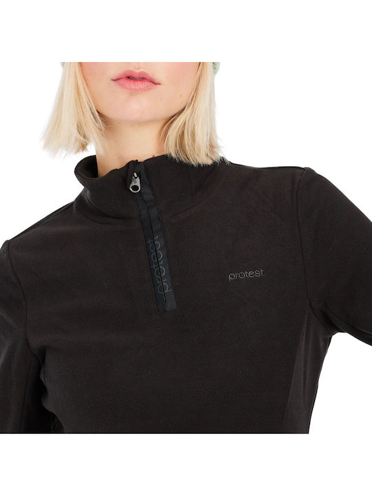 Winter Women's Fleece Blouse with Zipper True Black