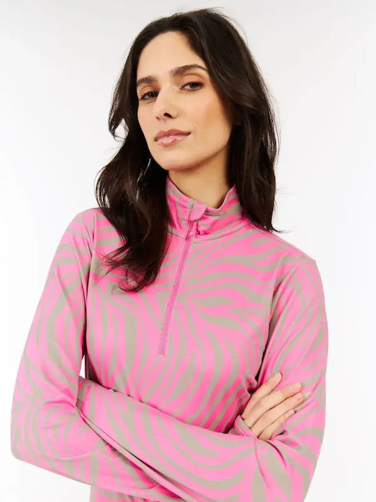Winter Women's Fleece Blouse with Zipper Foxy Pink