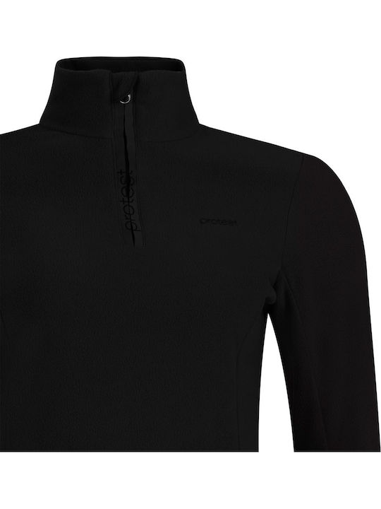 Winter Women's Fleece Blouse with Zipper True Black