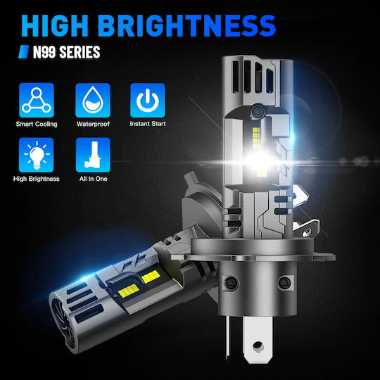 NovSight Car Lamp H4 Canbus LED 6500K Cold White 12V 100W