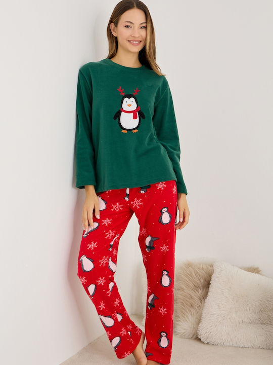 Siyah Inci Set Pijamale pentru Femei Dark Green