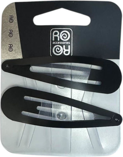 Hair Clip Black Matte 2pcs 7cm Roro