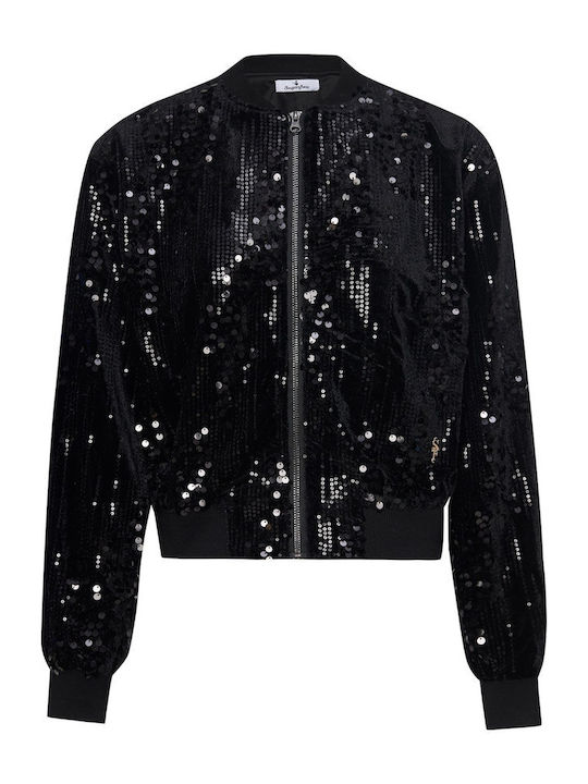 Xmas Edition Women's Sweatshirt Jacket Velvet Black
