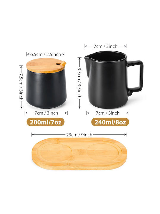 Miamio Set Cană pentru lapte & Zaharniță de Servire Ceramică Negru 1buc