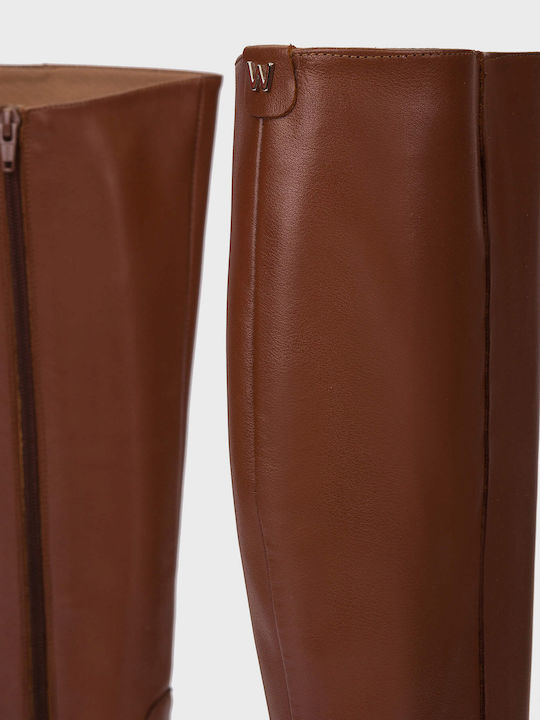 Leder Damenstiefel Tabac Braun