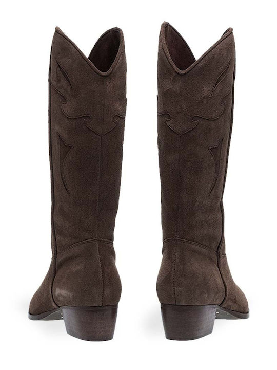 Leder Damenstiefel Cowboy Braun