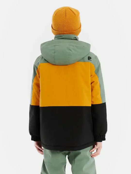 Waterproof Kids' Sports Jacket with Lining & Hood Caramel Yellow