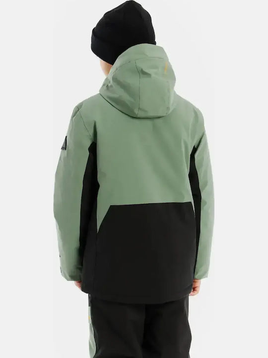 Snowjacket Waterproof Kids Casual Short Coat with Lining and Hood Aspen Green