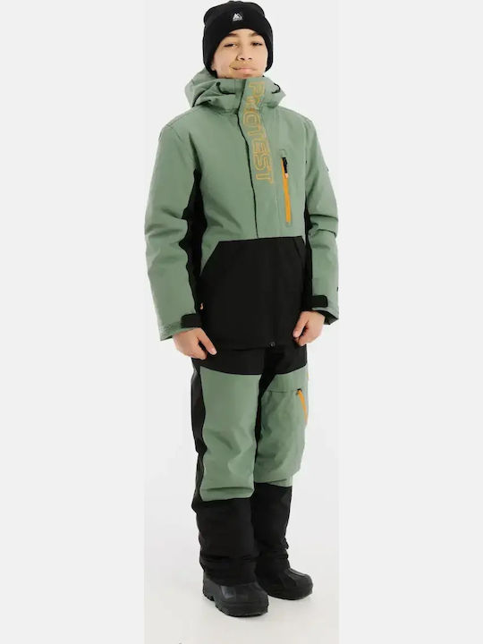 Snowjacket Waterproof Kids Casual Short Coat with Lining and Hood Aspen Green