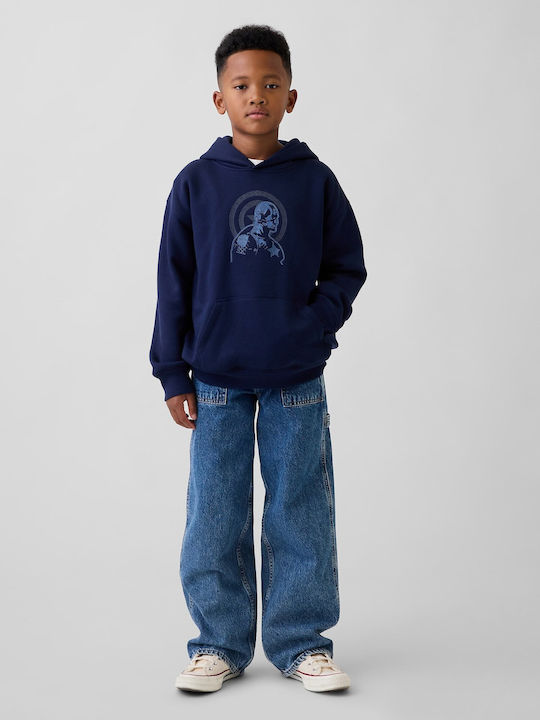 Fleece Bluze Și Hanorace Pentru Copii Cu Glugă Și Buzunare Albastre