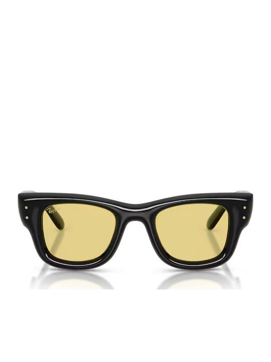 Ray Ban Wayfarer Unisex Sunglasses with Black Plastic Frame and Yellow Lens