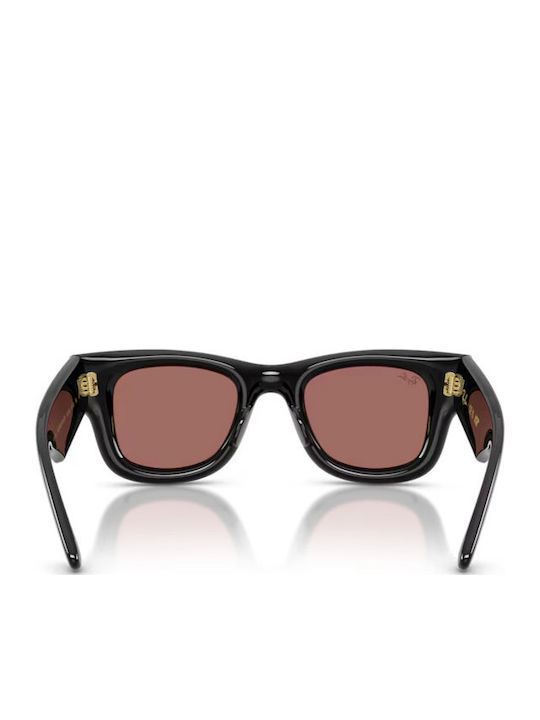 Ray Ban Wayfarer Unisex Sunglasses with Black Plastic Frame and Red Lens