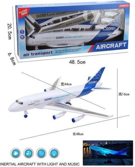Super Aircraft 48cm Flugzeug mit Batterien Basisstützung Musik & Licht