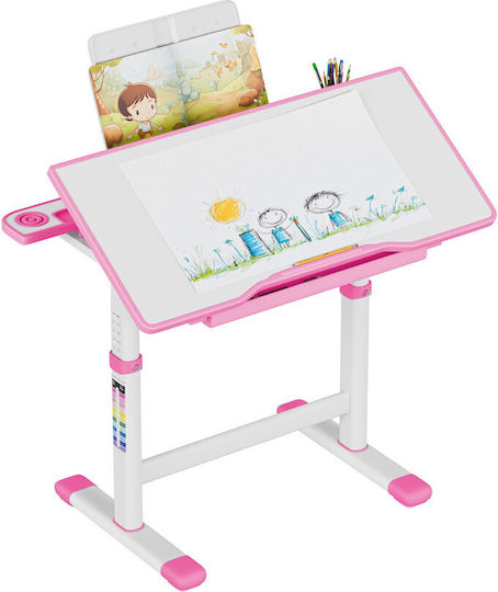 Kinder Schreibtisch aus Melamin Rosa 66x53x54-76cm