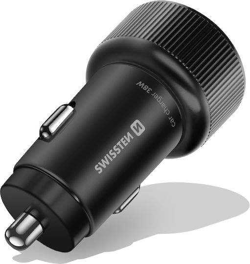 Swissten Car Charger Fast Charging 38W USB-C Power Delivery USB 3.0 Black