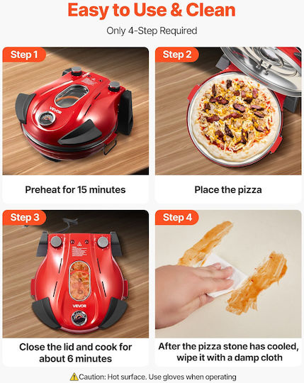 Vevor Pizza Maker 1200W Red