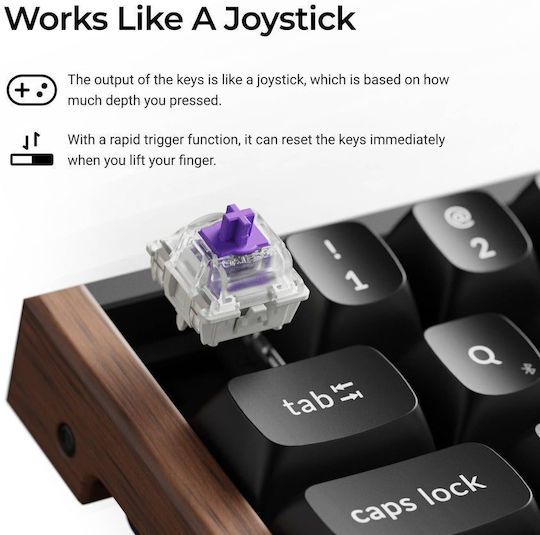 K6 HE Tastatură Gaming Wireless Hall Effect 65% cu Comutatoare Magnetice și Iluminare RGB K6H-F1 (Engleză SUA) Ediție Specială Wood