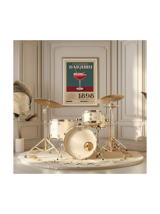 Poster Vintage Strawberry Daiguiri Classic Cocktail Pst25382 50cm X 70cm Black Wooden Frame