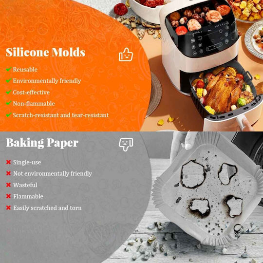 Silicone Square Cooking Form Air Fryer 16cm Light Blue