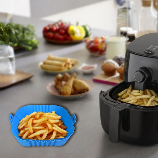Silicone Square Cooking Form Air Fryer 16cm Light Blue