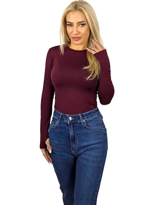 Γυναικεία Μπλούζα Μακρυμάνικη Burgundy
