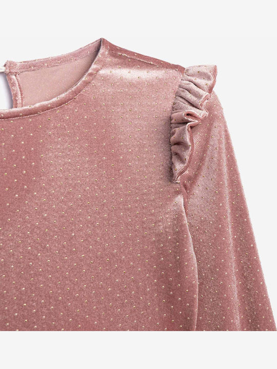 Children's Dress Long Sleeve Velvet Coral