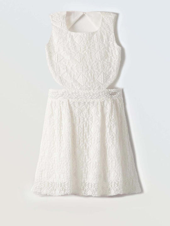 Children's Dress Sleeveless Lace White