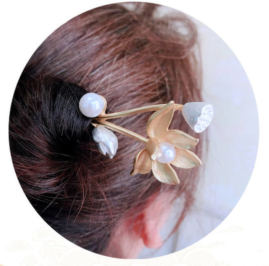 Hair Stick Chop Stick Flower Pearls Caroline