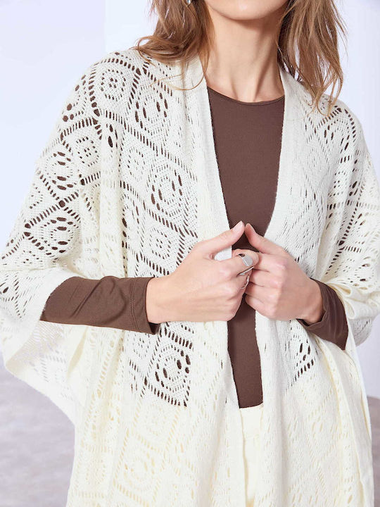 Celestino Cardigan Pentru Femei Tricotat Cu Modele Perforate Loose Fit Ecru