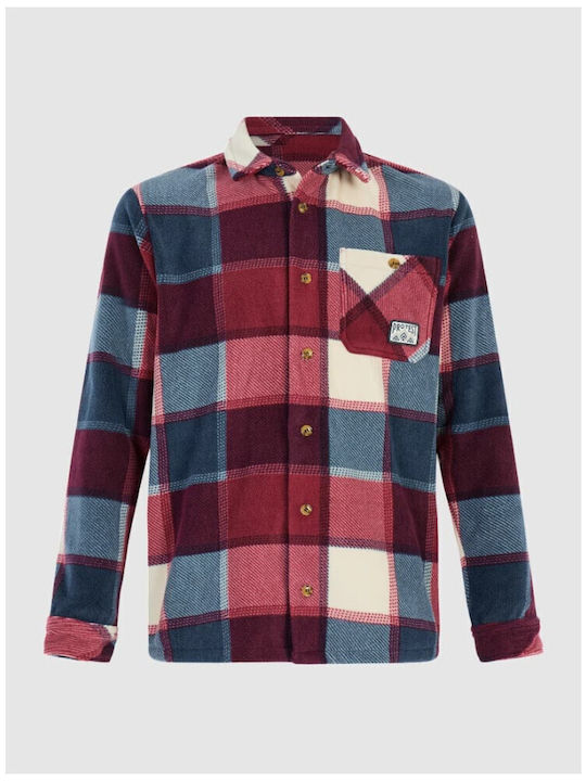 Men's Fleece Cardigan with Buttons Velvet Red