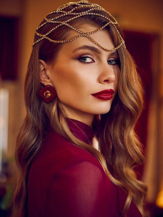 Maxi Вечерна Рокля с Тюл и Прозрачни Елементи Бордо