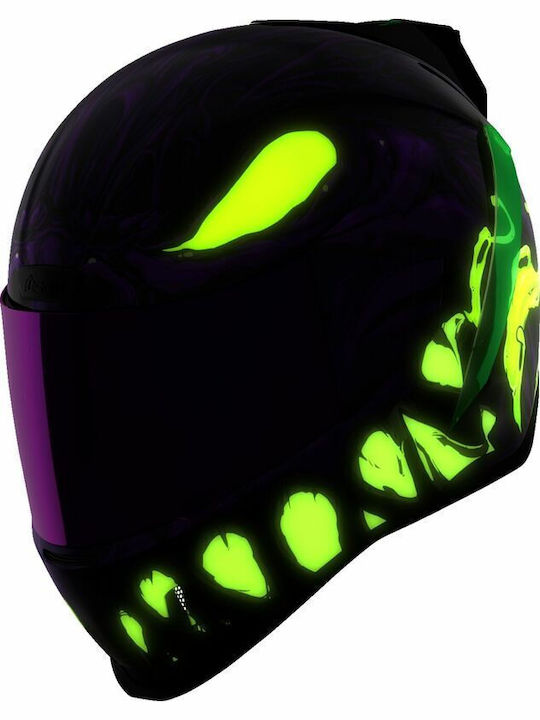 Icon Airform ManikRR Purple Motorradhelm Volles Gesicht ECE 22.06 1670gr mit Sonnenblende