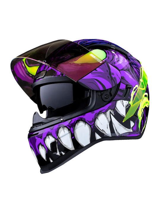 Icon Airform ManikRR Purple Motorradhelm Volles Gesicht ECE 22.06 1670gr mit Sonnenblende