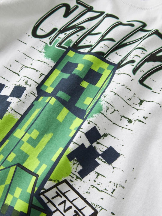 Детска тениска бял Minecraft