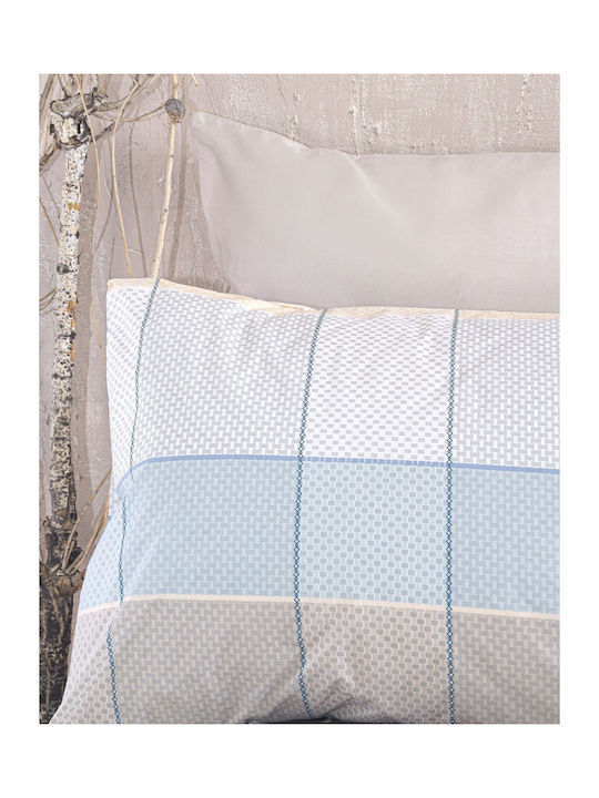 Rythmos Sheet Set with 2 Pillowcases Super-Double with Elastic 160x260+25cm. Colette Grey-light Blue 3pcs