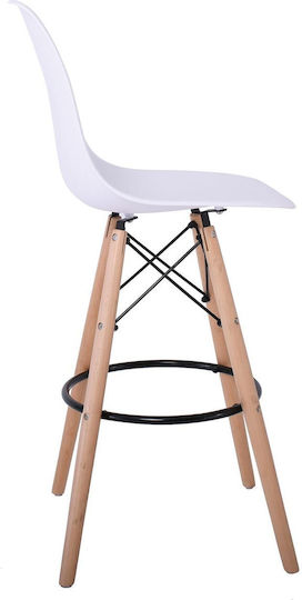 Stool Bar with Backrest made of Polypropylene Art Wood Natural/white 4pcs 88x55x55cm