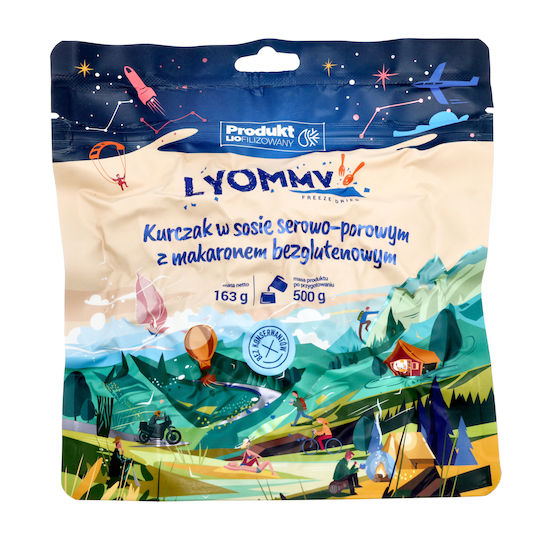 Lyommy Pui în Sos de Brânză și Praz cu Spaghete Fără Gluten Masă Gata cu Carne Spaghete 748kcal 163gr - 5 Ani